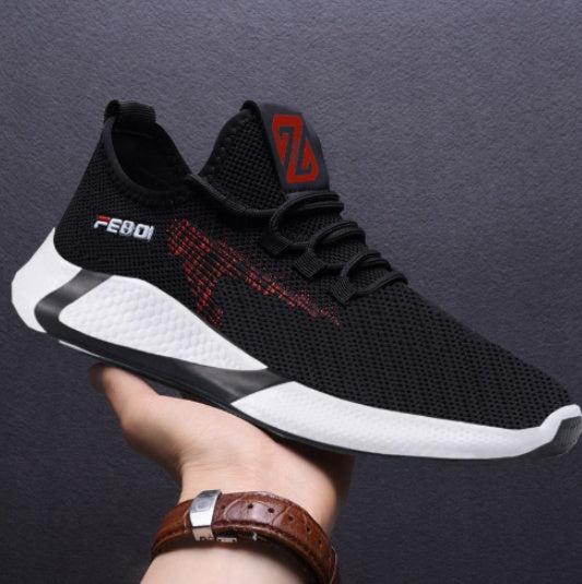 Men's Breathable Mesh Lace-Up Running Shoes – Non-Slip Low-Top Sneakers