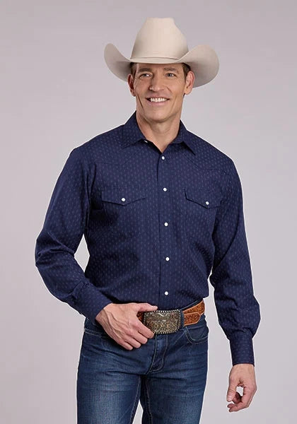 Roper 2895 Diamond Dots (Blue) - Men's Western Shirt