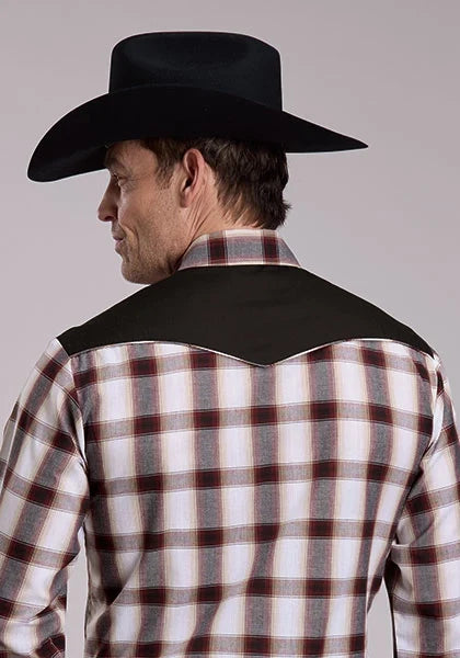 Roper 3279 Plaid (Wine/Black/Tan) - Men's Western Shirt
