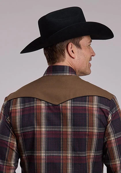 Roper 3115 Plaid (Navy/Brown) - Men's Western Shirt