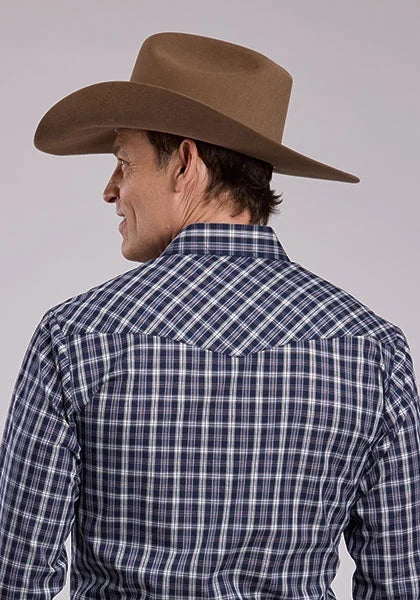 Roper 2900 Pointed Plaid (Navy) - Men's Western Shirt