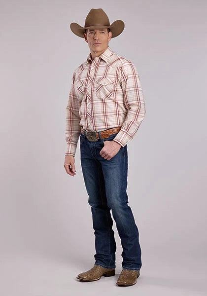 Roper 2903 Wine Plaid (Cream) - Men's Western Shirt