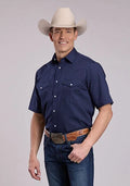 Roper 2895 Diamond Dots (Navy) - Men's Short Sleeve Western Shirt