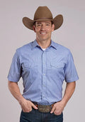 Roper 80/20 Stripes (Blue) - Men's Short Sleeve Western Shirt