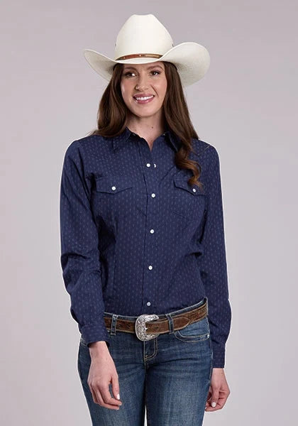 Roper 2895 Diamond Dots (Navy) - Women's Western Shirt