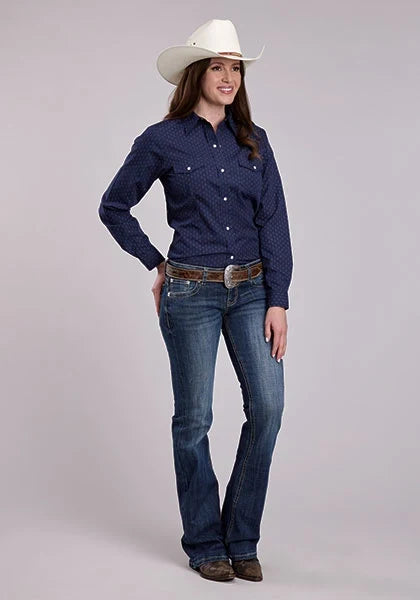 Roper 2895 Diamond Dots (Navy) - Women's Western Shirt