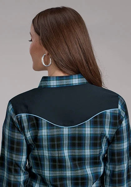 Roper 2128 Windowpane Plaid (Blue) - Women's Western Shirt