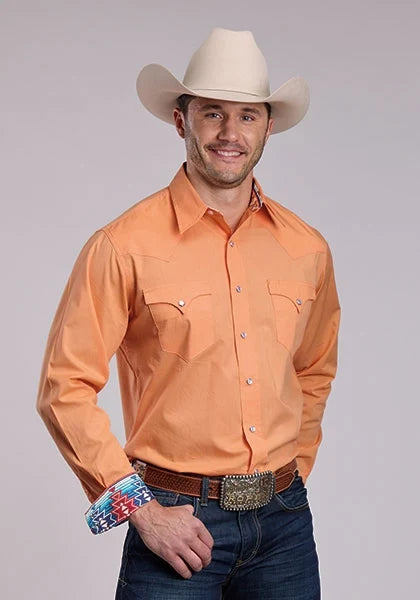 Roper 2924 Solid Poplin (Orange) - Men's Western Shirt