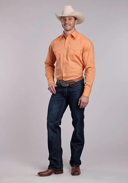 Roper 2924 Solid Poplin (Orange) - Men's Western Shirt