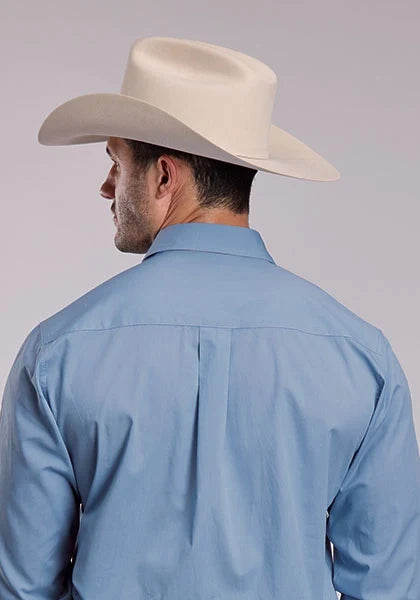 Roper 2924 Solid Poplin (Blue) - Men's Western Shirt