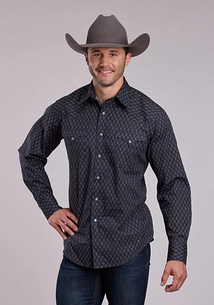 Roper 2831 Hatched Diamonds (Grey) - Men's Western Shirt