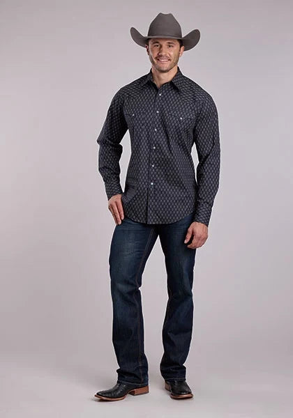 Roper 2831 Hatched Diamonds (Grey) - Men's Western Shirt