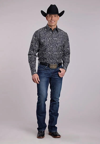 Roper 2836 Archive Paisley (Black) - Men's Western Shirt