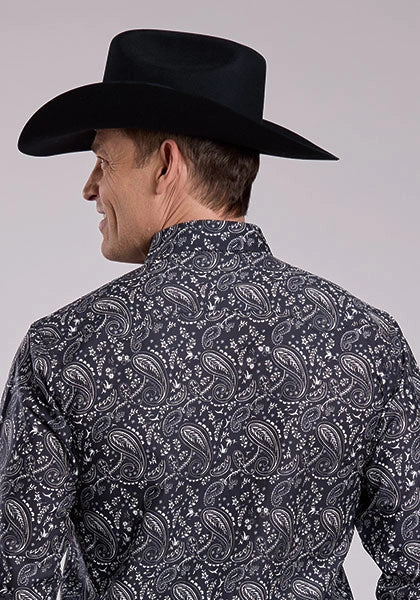Roper 2836 Archive Paisley (Black) - Men's Western Shirt