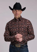 Roper 3050 Horizontal Aztec (Brown) - Men's Western Shirt
