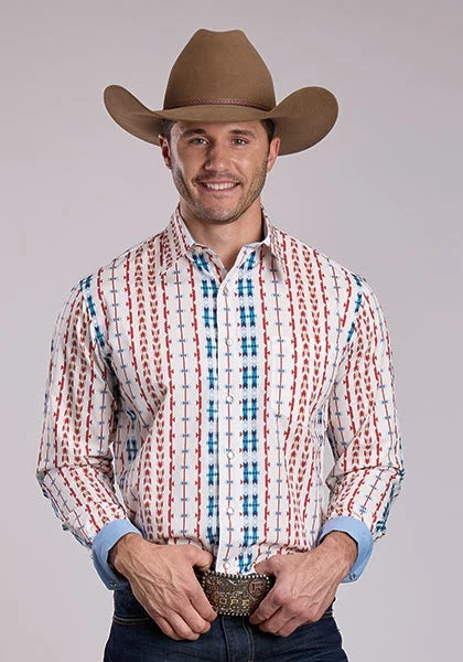 Roper 2829 Vertical Aztec (Red) - Men's Western Shirt
