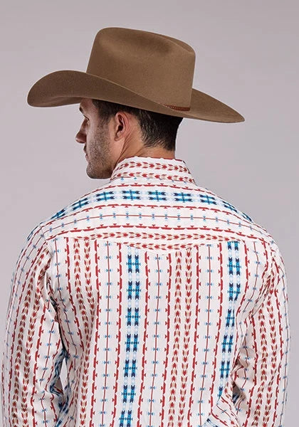 Roper 2829 Vertical Aztec (Red) - Men's Western Shirt