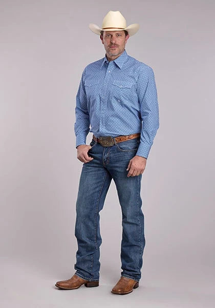 Roper 2885 Pinwheel Foulard (Blue) - Men's Western Shirt