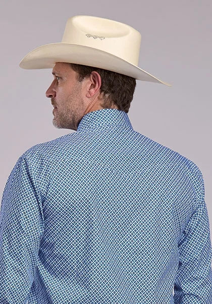 Roper 2885 Pinwheel Foulard (Blue) - Men's Western Shirt