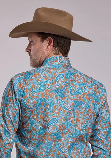 Roper 2886 Desert Spring Paisley (Blue) - Men's Western Shirt