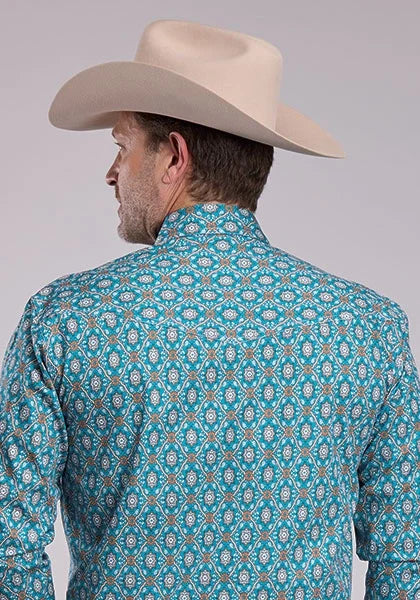 Roper 2887 Vintage Paisley (Turquoise) - Men's Western Shirt
