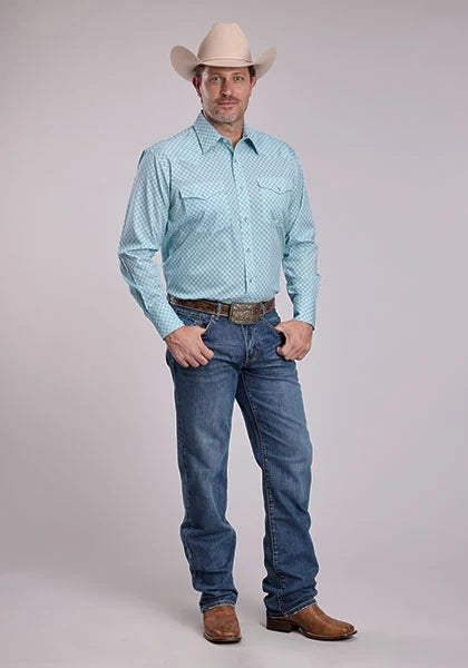 Roper 2893 Four Point Foulard (Teal) - Men's Western Shirt