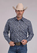 Roper 2969 Woodcut Paisley (Black) - Men's Western Shirt