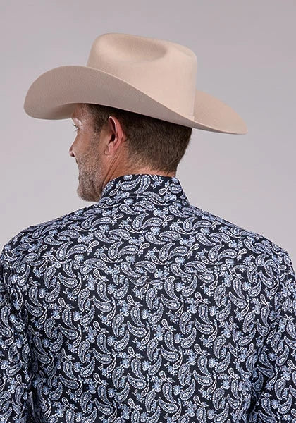 Roper 2969 Woodcut Paisley (Black) - Men's Western Shirt
