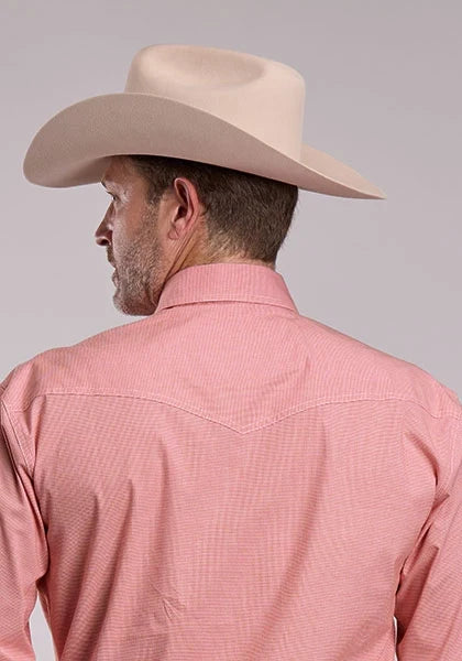 Roper 2979 Stretch Minicheck (Coral) - Men's Western Shirt