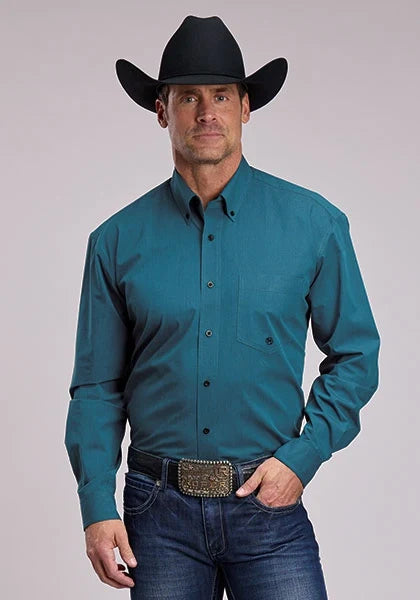 Roper 3242 Black Snaps (Teal) - Men's Western Shirt