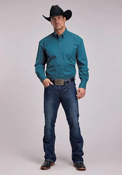 Roper 3242 Black Snaps (Teal) - Men's Western Shirt