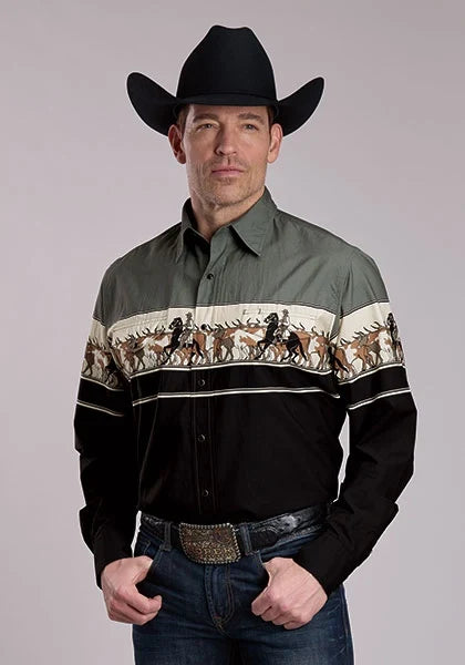 Roper 3175 Cattle Drive (Black) - Men's Western Shirt