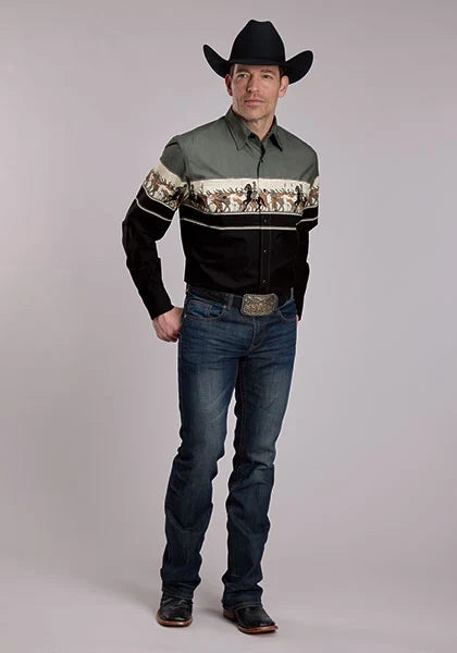 Roper 3175 Cattle Drive (Black) - Men's Western Shirt