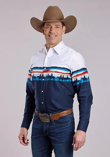 Roper 2847 Sunset Border (Navy) - Men's Western Shirt