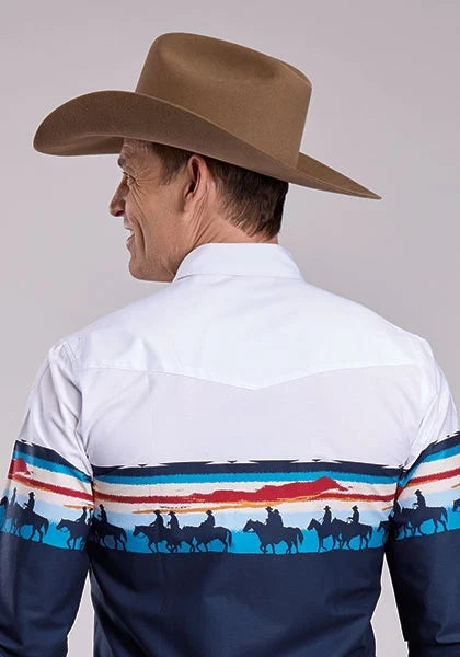 Roper 2847 Sunset Border (Navy) - Men's Western Shirt