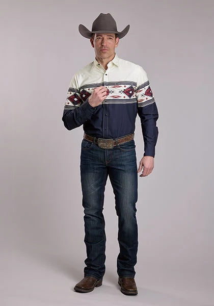 Roper 3175 Horizontal Border (Black) - Men's Western Shirt