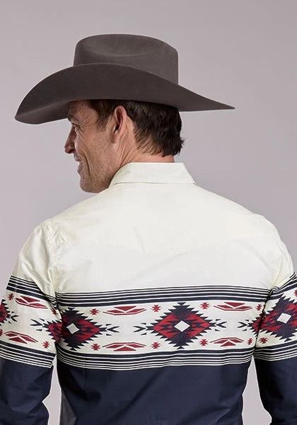 Roper 3175 Horizontal Border (Black) - Men's Western Shirt