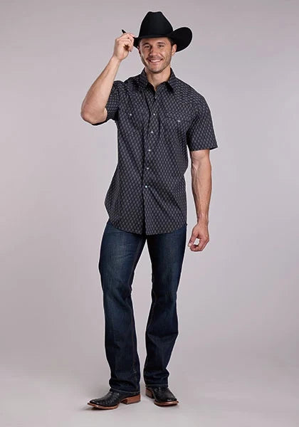 Roper 2831 Aztec Print (Grey) - Men's Short Sleeve Western Shirt