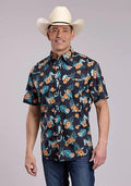 Roper 2834 Hawaiian Print (Black) - Men's Short Sleeve Shirt