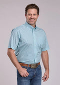 Roper 2893 Four Point Foulard (Teal) - Men's Short Sleeve Shirt