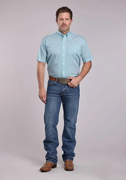 Roper 2893 Four Point Foulard (Teal) - Men's Short Sleeve Shirt
