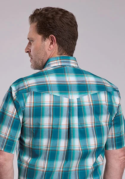 Roper 2890 Sunset Plaid (Turquoise) - Men's Short Sleeve Shirt