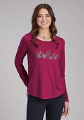 Roper 2340 Desert Print (Wine) - Women's Long Sleeve Shirt