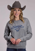 Roper 3108 Boot Stitch (Grey) - Women's Pullover Sweatshirt