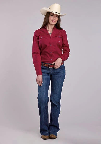 Roper 2894 Stretch Poplin (Red) - Women's Western Shirt