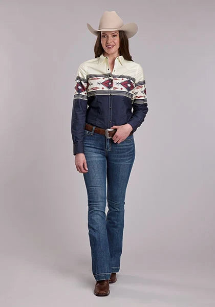 Roper 3175 Border Print (Navy) - Women's Western Shirt