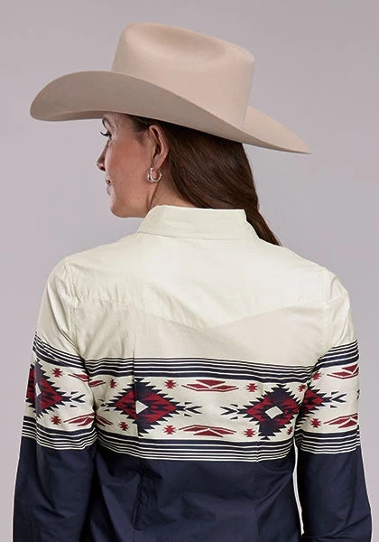 Roper 3175 Border Print (Navy) - Women's Western Shirt