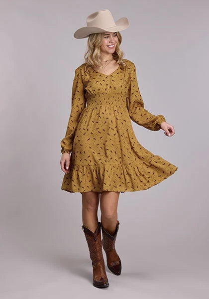 Roper 3189 Horses and Arrows (Honey) - Women's V-Neck Dress