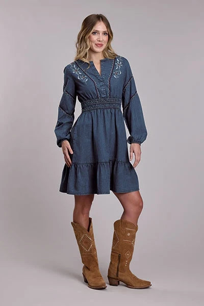 Roper 3249 Long Sleeve (Blue) - Women's Denim Dress