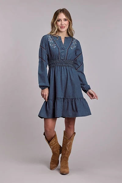 Roper 3249 Long Sleeve (Blue) - Women's Denim Dress